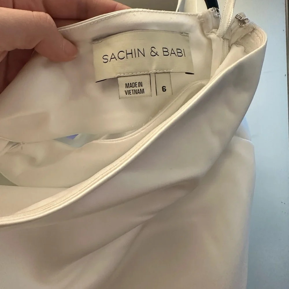 Sachin + Babi White Satin Midi Dress, Size 6 - Picture 5 of 5